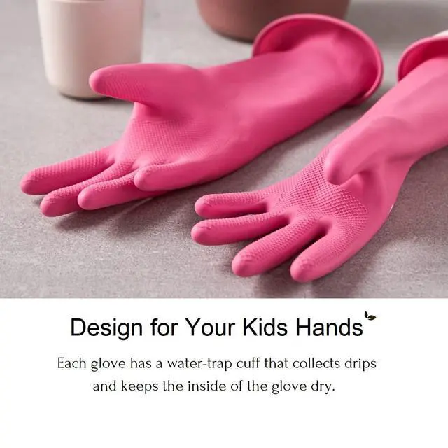 Alt view image 5 of 7 - Kids Reusable Waterproof Rubber Gloves, 100% Latex, Ideal for Cooking, Dishwashing, Cleaning, Painting, Pet Care, Crafts