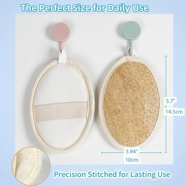 Alt view image 4 of 7 - Loofah Sponge Pads - Natural Luffa & Terry Cloth, Body Scrubbers for Shower & Bath Mooerca (4Pack)