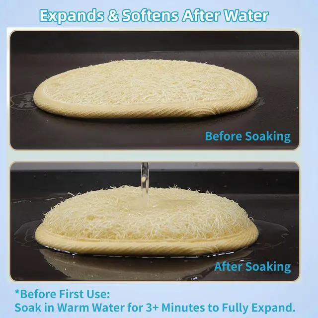 Alt view image 5 of 7 - Loofah Sponge Pads - Natural Luffa & Terry Cloth, Body Scrubbers for Shower & Bath Mooerca (4Pack)
