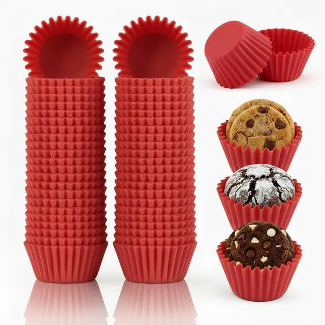Main image of 1000 Pcs Red Mini Cupcake Liners for Baking 1Inch Cupcake Liners Paper Cupcakes Small Muffin Liner Chocolate Dessert Wrapper Cups for Baking Cooking