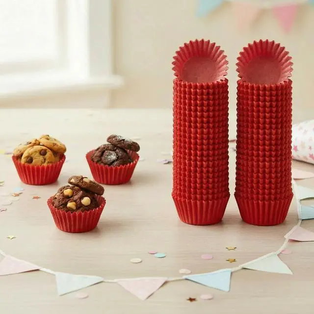 Alt view image 3 of 7 - 1000 Pcs Red Mini Cupcake Liners for Baking 1Inch Cupcake Liners Paper Cupcakes Small Muffin Liner Chocolate Dessert Wrapper Cups for Baking Cooking