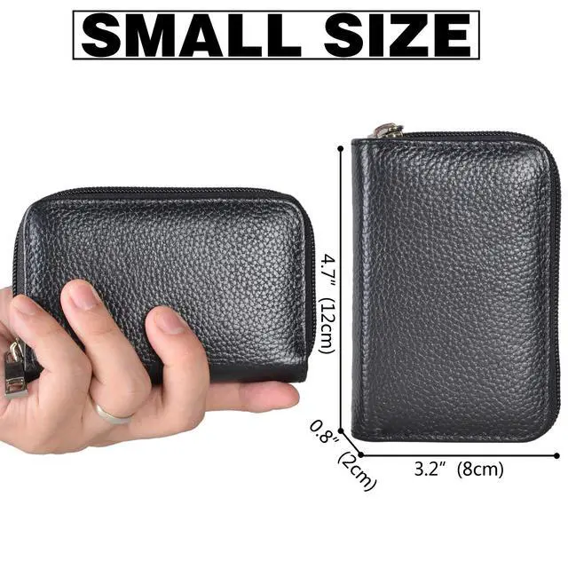Alt view image 4 of 7 - Genuine Leather Credit Card Holder Zipper Wallet With 26 Card Slots (Black)