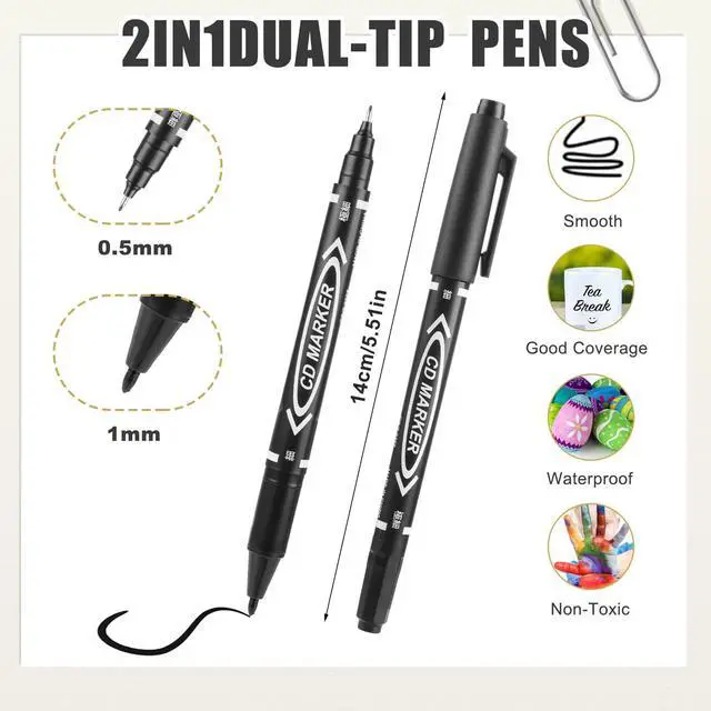 Alt view image 2 of 7 - 20 PCS Dual-Tip Black Drawing Pens 0.5/1mm Bold & Fine Paint Markers, Fineliner Permanent Marker Bible Journaling Writing Pens for Artist Sketch Sketching Writing Dooding Marking Signature