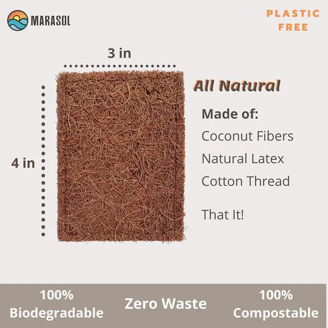 Alt view image 4 of 7 - Soap Saver and Scrub Pad (2) | Coconut Fiber - Compostable | Plastic Free - Zero Waste | Bar Soap Holder | Tough Non-Scratch Scour Pad | Vegetable Brush | 2-Pack