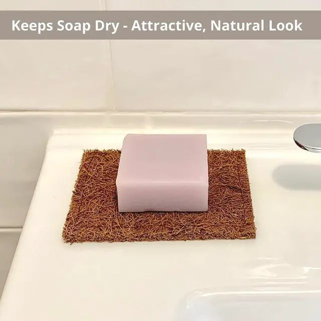 Alt view image 5 of 7 - Soap Saver and Scrub Pad (2) | Coconut Fiber - Compostable | Plastic Free - Zero Waste | Bar Soap Holder | Tough Non-Scratch Scour Pad | Vegetable Brush | 2-Pack