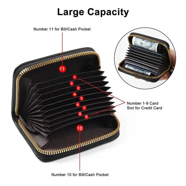 Alt view image 2 of 6 - Credit Card Holder RFID Card Case Wallet, Small Accordion Zipper Card Case Holder, Card Organizer Case for Women Men