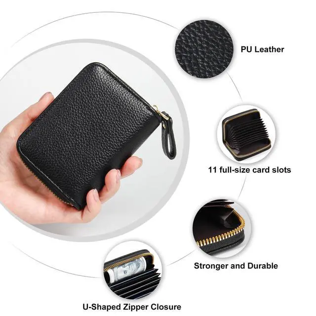Alt view image 5 of 6 - Credit Card Holder RFID Card Case Wallet, Small Accordion Zipper Card Case Holder, Card Organizer Case for Women Men
