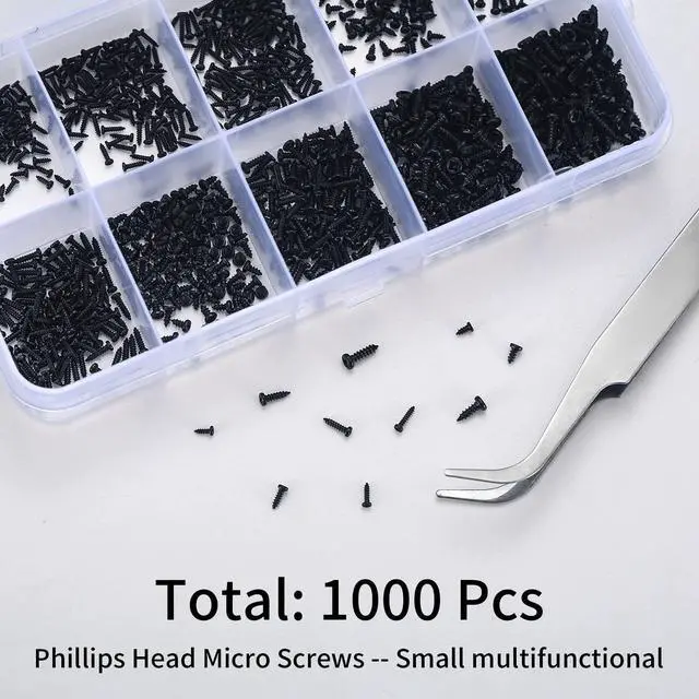 Alt view image 6 of 7 - 1000 Pcs Small Pan Head Screws Assortment Kit, Micro Tiny Electronic Self-Tapping Machine Screws for Glasses Watches Phone Electronic Repair