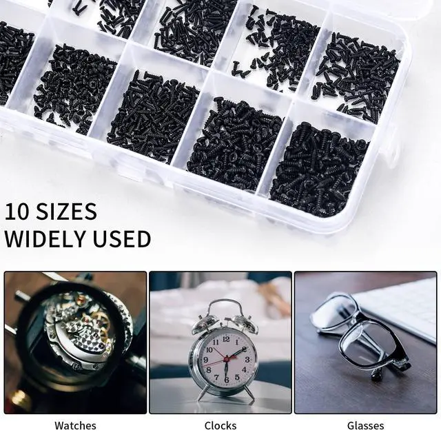 Alt view image 7 of 7 - 1000 Pcs Small Pan Head Screws Assortment Kit, Micro Tiny Electronic Self-Tapping Machine Screws for Glasses Watches Phone Electronic Repair