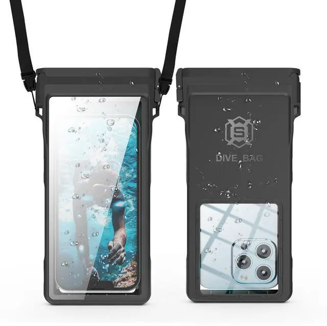 Main image of Phone Case, IP68 Waterproof Diving Housing for iPhone 17/16/15/14/13/12/11 Pro Max Samsung Galaxy S24/S23/S22, Touchscreen Full Protection, 33ft Snorkeling (Black, QSD)