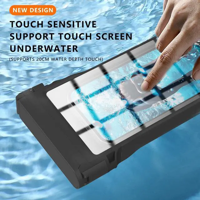 Alt view image 4 of 7 - Phone Case, IP68 Waterproof Diving Housing for iPhone 17/16/15/14/13/12/11 Pro Max Samsung Galaxy S24/S23/S22, Touchscreen Full Protection, 33ft Snorkeling (Black, QSD)