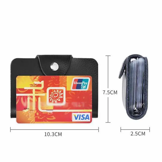 Alt view image 2 of 7 - Genuine Leather Credit Card Holder with 24 Plastic Card Slots, ID Card Wallet Cash Holder for Unisex