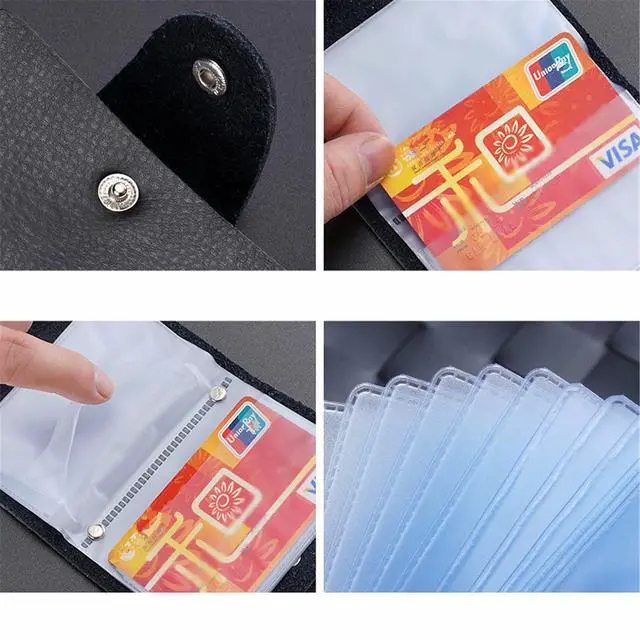 Alt view image 3 of 7 - Genuine Leather Credit Card Holder with 24 Plastic Card Slots, ID Card Wallet Cash Holder for Unisex
