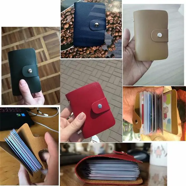 Alt view image 4 of 7 - Genuine Leather Credit Card Holder with 24 Plastic Card Slots, ID Card Wallet Cash Holder for Unisex
