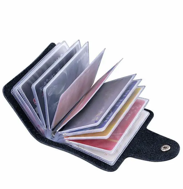 Alt view image 5 of 7 - Genuine Leather Credit Card Holder with 24 Plastic Card Slots, ID Card Wallet Cash Holder for Unisex