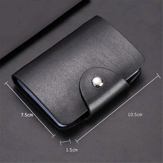 Alt view image 6 of 7 - Genuine Leather Credit Card Holder with 24 Plastic Card Slots, ID Card Wallet Cash Holder for Unisex
