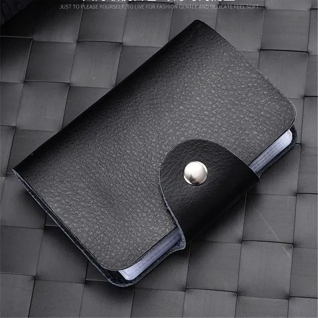 Alt view image 7 of 7 - Genuine Leather Credit Card Holder with 24 Plastic Card Slots, ID Card Wallet Cash Holder for Unisex