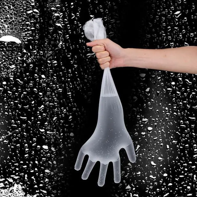 Alt view image 3 of 7 - 20PCS Transparent Long Disposable Rubber Cleaning Gloves, 23.6in Plastic Dishwashing Gloves, Waterproof and Non-slip Disposable Plastic Glove for Housework, Kitchen, Dishwashing, Gardening