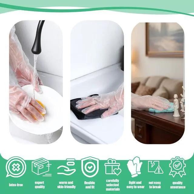 Alt view image 5 of 7 - 20PCS Transparent Long Disposable Rubber Cleaning Gloves, 23.6in Plastic Dishwashing Gloves, Waterproof and Non-slip Disposable Plastic Glove for Housework, Kitchen, Dishwashing, Gardening