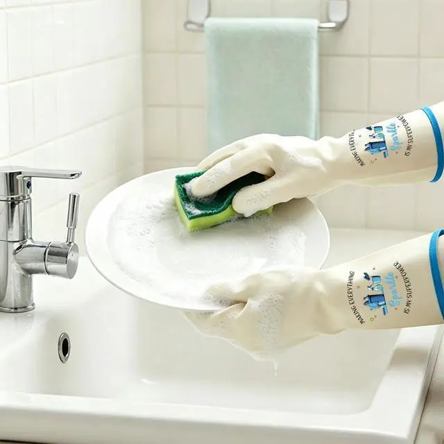 Alt view image 3 of 7 - Practical Gifts for Women - Rubber Cleaning Dishwashing Kitchen Gloves Household Essentials House Warming Christmas Housewarming Gifts for Friends Cleaner Washer Household Expert Cleaning Gift