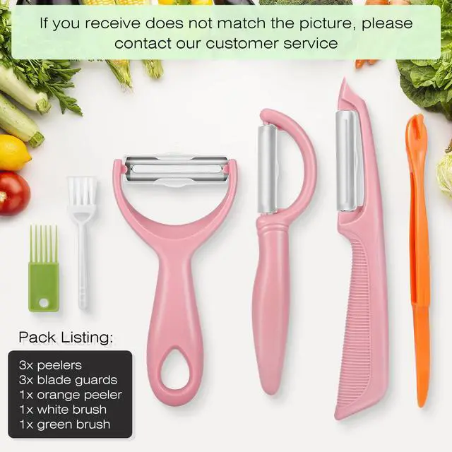 Alt view image 7 of 7 - Upgrade Potato Peeler for Kitchen, 6PCS Stainless Steel Vegetable Peeler, I and Y Veggie Food Peeler for Apple Fruit Carrot Zucchini Cucumber,Good Grip Makes Peeling Very Easy (Pink)