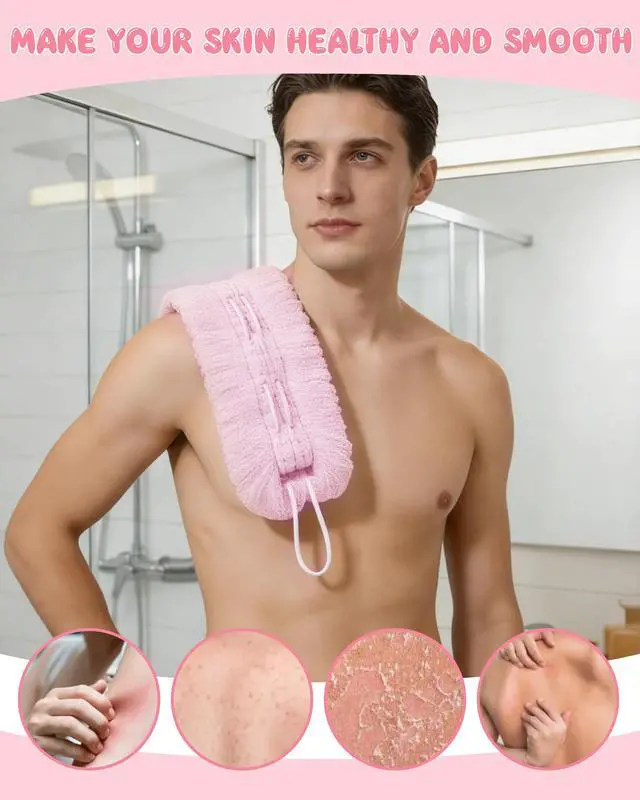 Alt view image 6 of 7 - Net Sponge for Shower, 2PCS Adjustable Exfoliating Washcloth Towel, Body Scrubber Exfoliator for Men & Women, Back Loofah Sponge for Deep Cleaning, Back Washer Wash Sponge for Men Women
