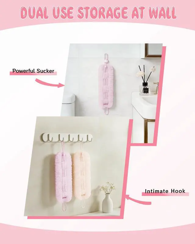 Alt view image 5 of 7 - Net Sponge for Shower, 2PCS Adjustable Exfoliating Washcloth Towel, Body Scrubber Exfoliator for Men & Women, Back Loofah Sponge for Deep Cleaning, Back Washer Wash Sponge for Men Women