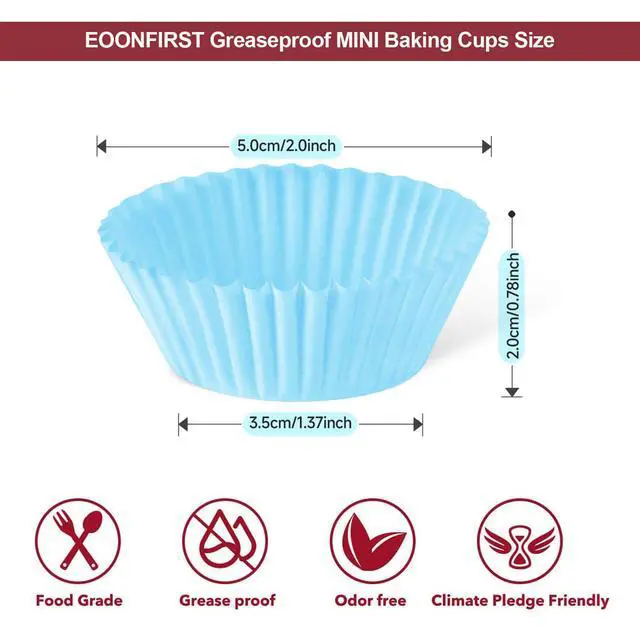 Alt view image 2 of 7 - Bright Rainbow Mini Cupcake Liners Solid Colorful Paper Baking Cups, No Smell, Food Grade Grease Proof Baking Cups Paper 400 Pcs
