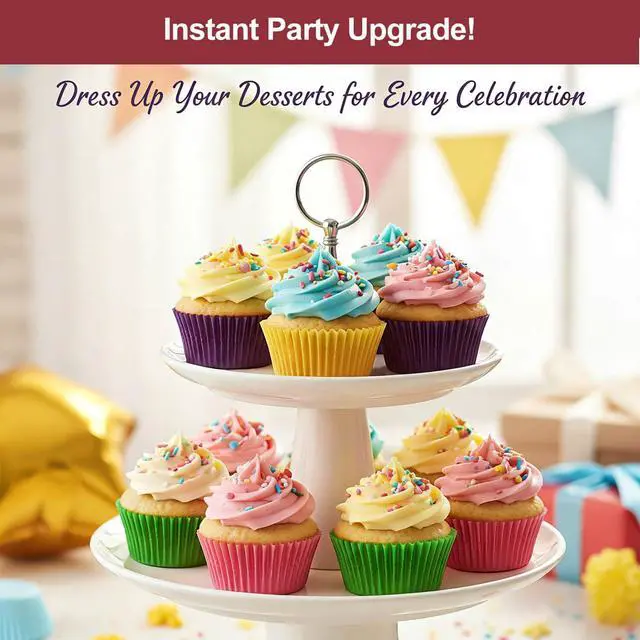 Alt view image 5 of 7 - Bright Rainbow Mini Cupcake Liners Solid Colorful Paper Baking Cups, No Smell, Food Grade Grease Proof Baking Cups Paper 400 Pcs