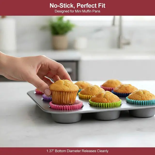 Alt view image 4 of 7 - Bright Rainbow Mini Cupcake Liners Solid Colorful Paper Baking Cups, No Smell, Food Grade Grease Proof Baking Cups Paper 400 Pcs