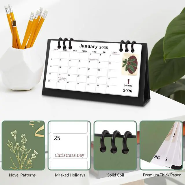 Alt view image 2 of 7 - Small Desk Calendar 2026-2027, Desktop Calendar 20 Months - Runs From July 2026 Until Dec. 2027, Mini Standing Flip Calendar for Home, School and Office Supplies, 6.3" x 3.1"