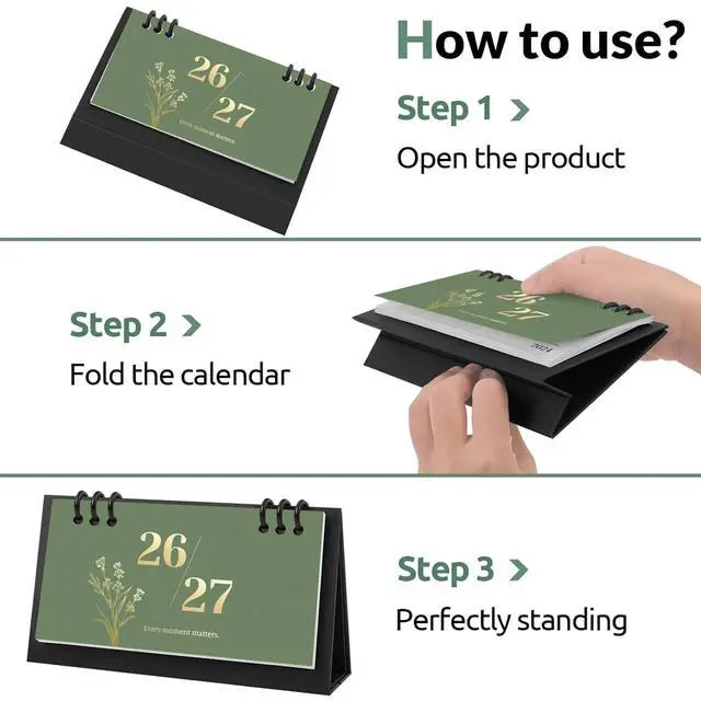 Alt view image 3 of 7 - Small Desk Calendar 2026-2027, Desktop Calendar 20 Months - Runs From July 2026 Until Dec. 2027, Mini Standing Flip Calendar for Home, School and Office Supplies, 6.3" x 3.1"