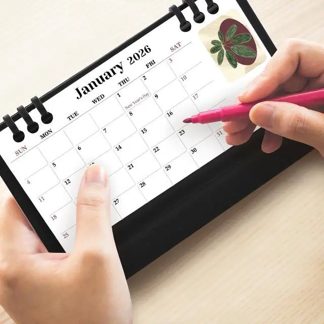 Alt view image 6 of 7 - Small Desk Calendar 2026-2027, Desktop Calendar 20 Months - Runs From July 2026 Until Dec. 2027, Mini Standing Flip Calendar for Home, School and Office Supplies, 6.3" x 3.1"
