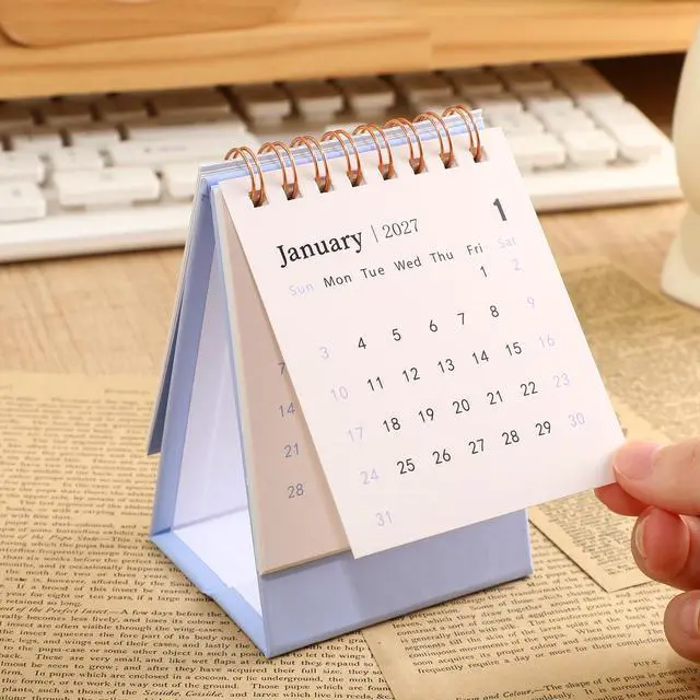 Alt view image 4 of 7 - Calendar 2026-2027, July 2026 to Dec 2027 Standing Flip Small Desk Calendar- 2026 Monthly Desktop Calendar- Thick Paper Twin-Wire Binding for Home or Office (Purple)
