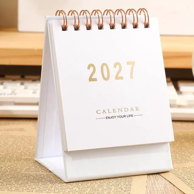 Alt view image 2 of 7 - Mini Desk Calendar 2026-2027, Monthy Small Desktop Calendar Runs From July 2026 until Dec 2027, 250 GSM Thick Paper Twin-Wire Binding for Home or Office (White)