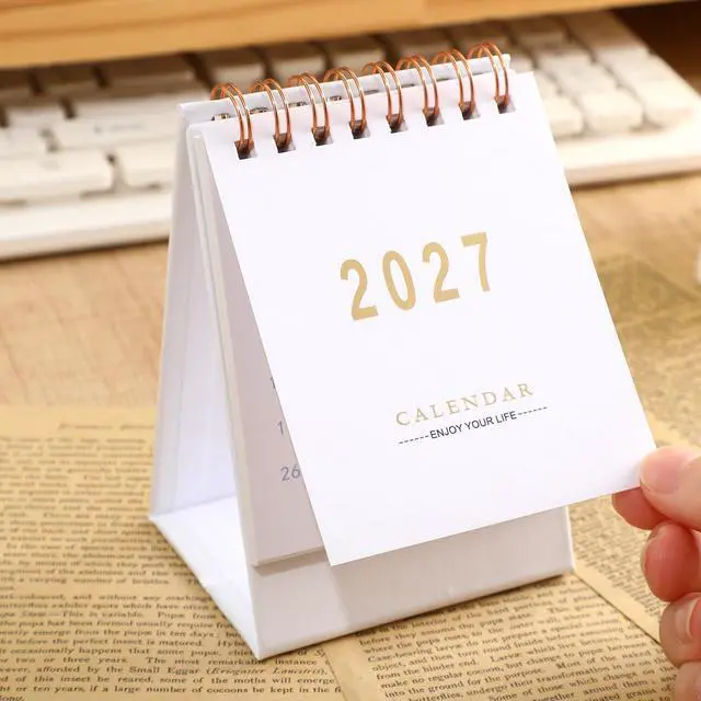 Alt view image 5 of 7 - Mini Desk Calendar 2026-2027, Monthy Small Desktop Calendar Runs From July 2026 until Dec 2027, 250 GSM Thick Paper Twin-Wire Binding for Home or Office (White)