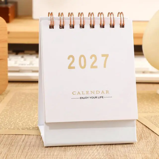 Alt view image 6 of 7 - Mini Desk Calendar 2026-2027, Monthy Small Desktop Calendar Runs From July 2026 until Dec 2027, 250 GSM Thick Paper Twin-Wire Binding for Home or Office (White)
