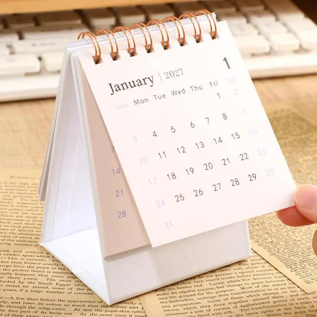 Alt view image 4 of 7 - Mini Desk Calendar 2026-2027, Monthy Small Desktop Calendar Runs From July 2026 until Dec 2027, 250 GSM Thick Paper Twin-Wire Binding for Home or Office (White)