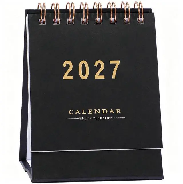 Main image of Mini Desk Calendar 2026-2027 - Use July 2026 to Dec 2027 Monthy Small Desktop Calendar 250 GSM Thick Paper Twin-Wire Binding for Home or Office (Black)