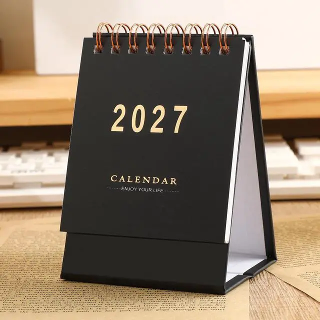 Alt view image 4 of 7 - Mini Desk Calendar 2026-2027 - Use July 2026 to Dec 2027 Monthy Small Desktop Calendar 250 GSM Thick Paper Twin-Wire Binding for Home or Office (Black)
