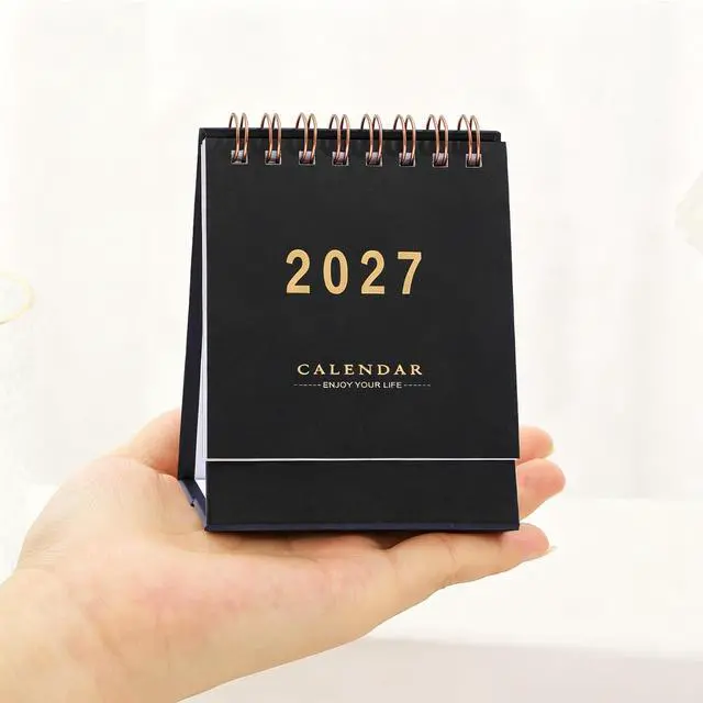 Alt view image 7 of 7 - Mini Desk Calendar 2026-2027 - Use July 2026 to Dec 2027 Monthy Small Desktop Calendar 250 GSM Thick Paper Twin-Wire Binding for Home or Office (Black)
