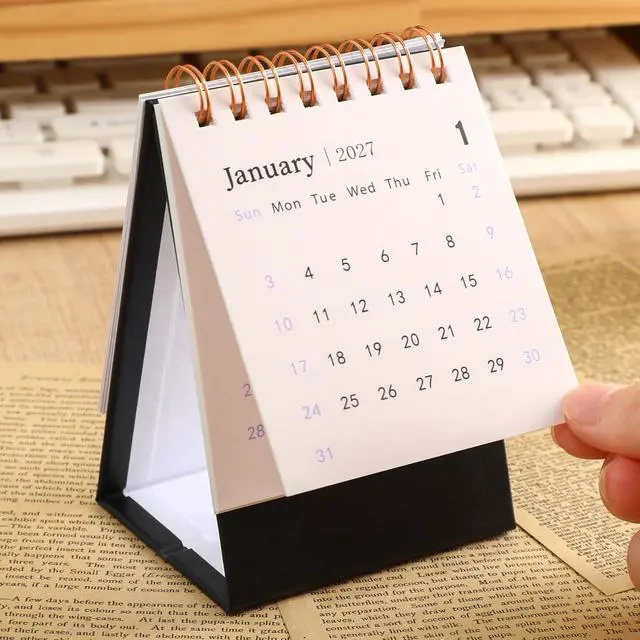 Alt view image 3 of 7 - Mini Desk Calendar 2026-2027 - Use July 2026 to Dec 2027 Monthy Small Desktop Calendar 250 GSM Thick Paper Twin-Wire Binding for Home or Office (Black)
