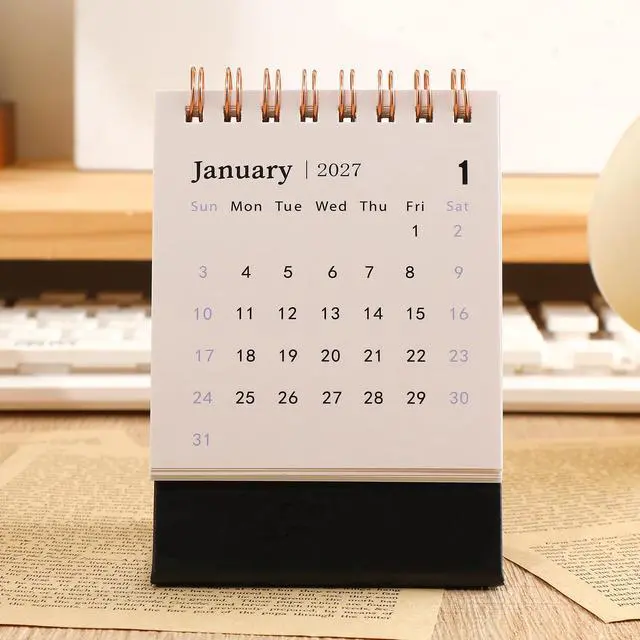 Alt view image 6 of 7 - Mini Desk Calendar 2026-2027 - Use July 2026 to Dec 2027 Monthy Small Desktop Calendar 250 GSM Thick Paper Twin-Wire Binding for Home or Office (Black)