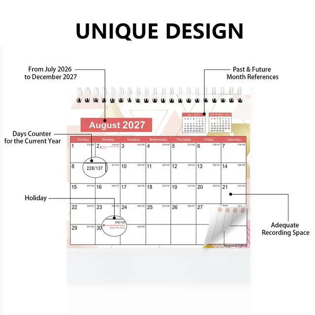 Alt view image 5 of 7 - Small Desk Calendar 2026-2027, Desktop Calendar Jul.2026-Dec.2027
