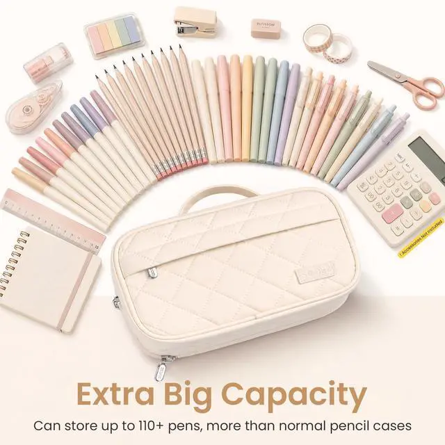 Alt view image 5 of 7 - Large Pencil Case, Pencil Pouch with Handle, Pen Bag Marker Organizer
