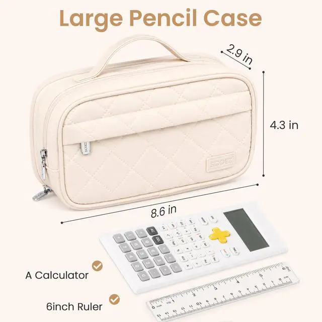 Alt view image 6 of 7 - Large Pencil Case, Pencil Pouch with Handle, Pen Bag Marker Organizer