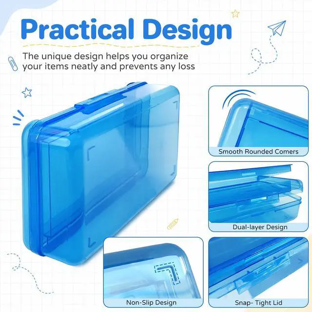 Alt view image 4 of 7 - Double Layer Plastic Hard Clear Color Pencil box Case for Girl Boy kids