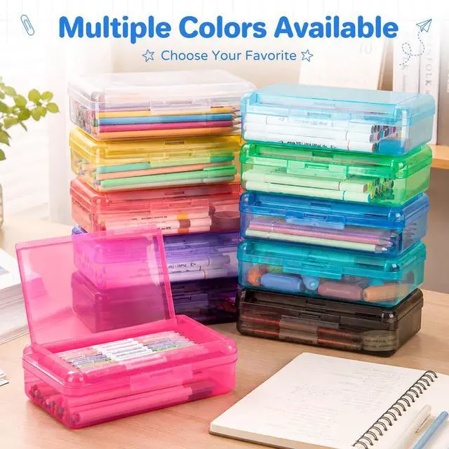 Alt view image 6 of 7 - Double Layer Plastic Hard Clear Color Pencil box Case for Girl Boy kids