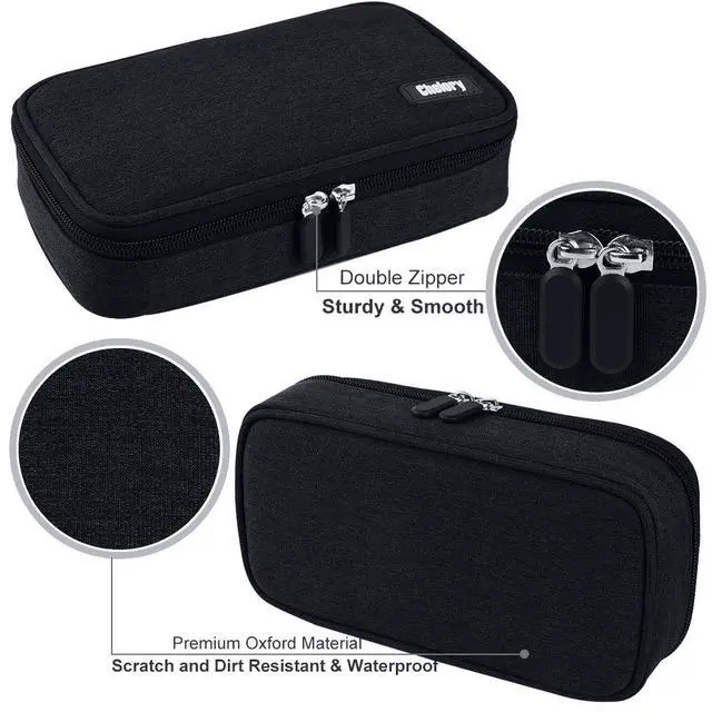 Alt view image 3 of 7 - Big Capacity Pencil Case Large Pencil Bag Pouch Portable Pen Pencil Marker Cases Holder Multi Functional Office Stationery Storage Organizer Supplies Makeup Bag Men Women, Black