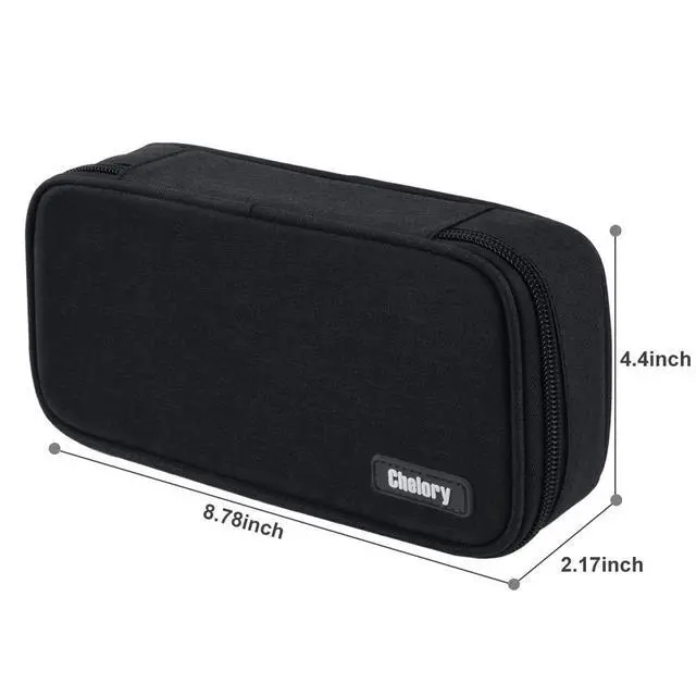 Alt view image 5 of 7 - Big Capacity Pencil Case Large Pencil Bag Pouch Portable Pen Pencil Marker Cases Holder Multi Functional Office Stationery Storage Organizer Supplies Makeup Bag Men Women, Black